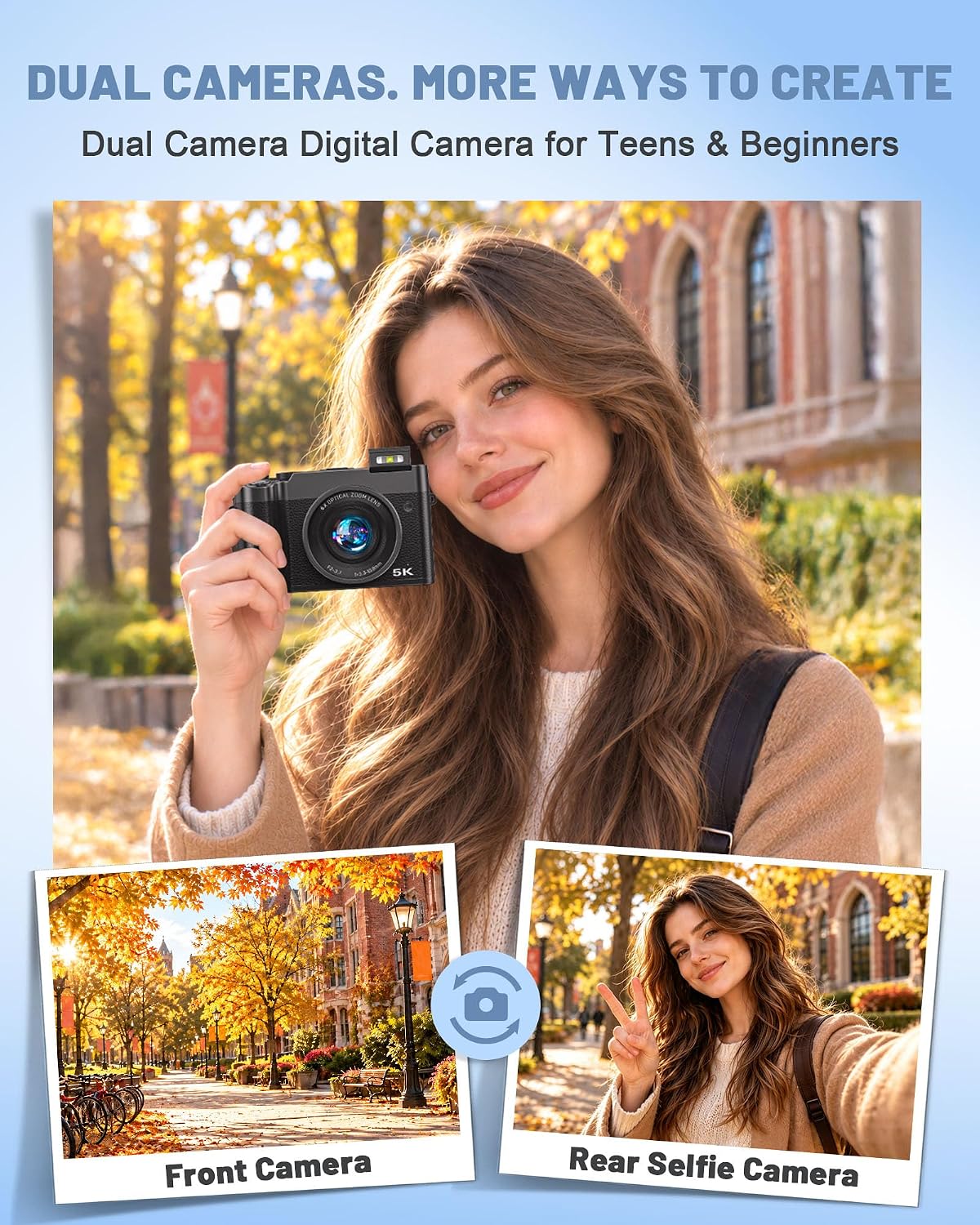 5K Digital Camera with 6X Optical Zoom,64MP WiFi Camera with 64GB Card - Image 5