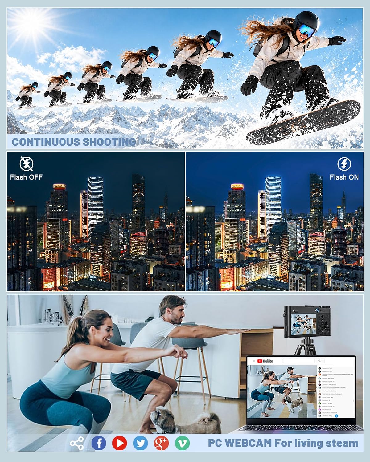5K Digital Camera with 6X Optical Zoom,64MP WiFi Camera with 64GB Card - Image 7