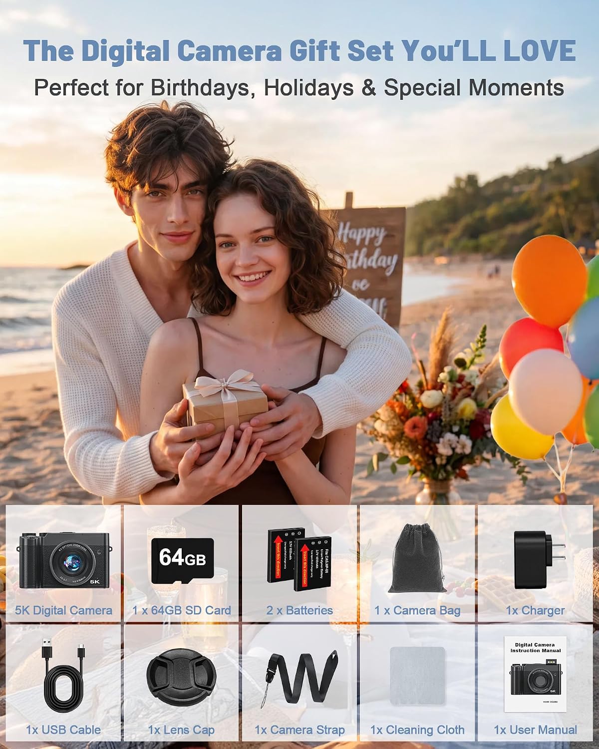 5K Digital Camera with 6X Optical Zoom,64MP WiFi Camera with 64GB Card - Image 9