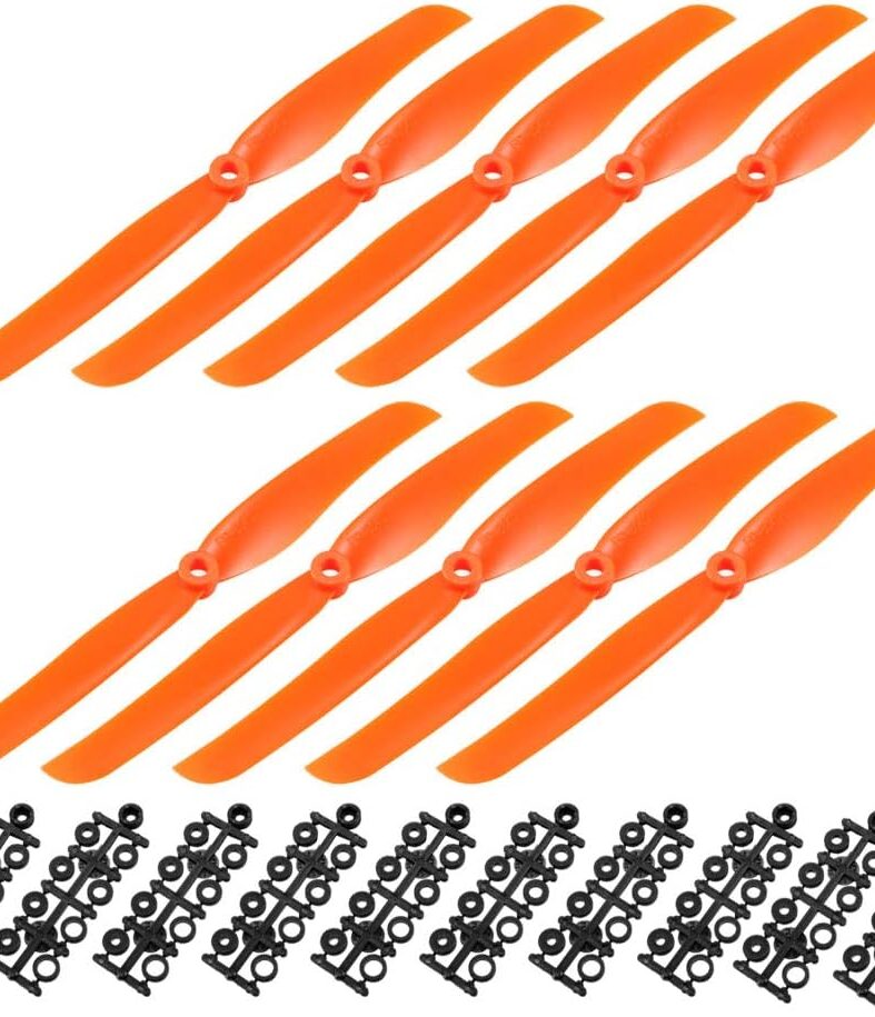 uxcell RC Propellers CW 8040 8x4 Inch 2-Vane Fixed-Wing for Airplane Toy, Nylon Orange 10pcs with Adapter Rings